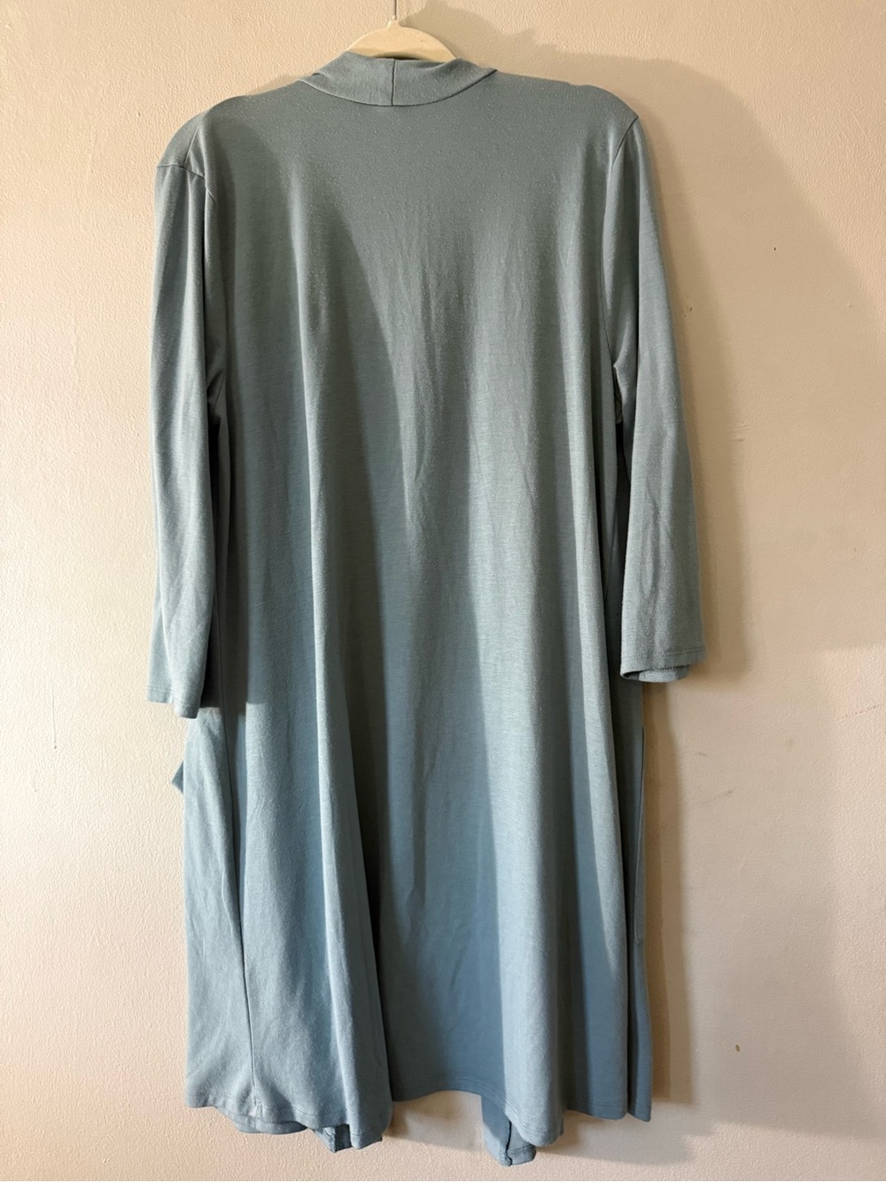 Zenana Premium XL Dusty Blue Longline Duster Cardigan Open Front Pockets Coastal - Picture 3 of 6